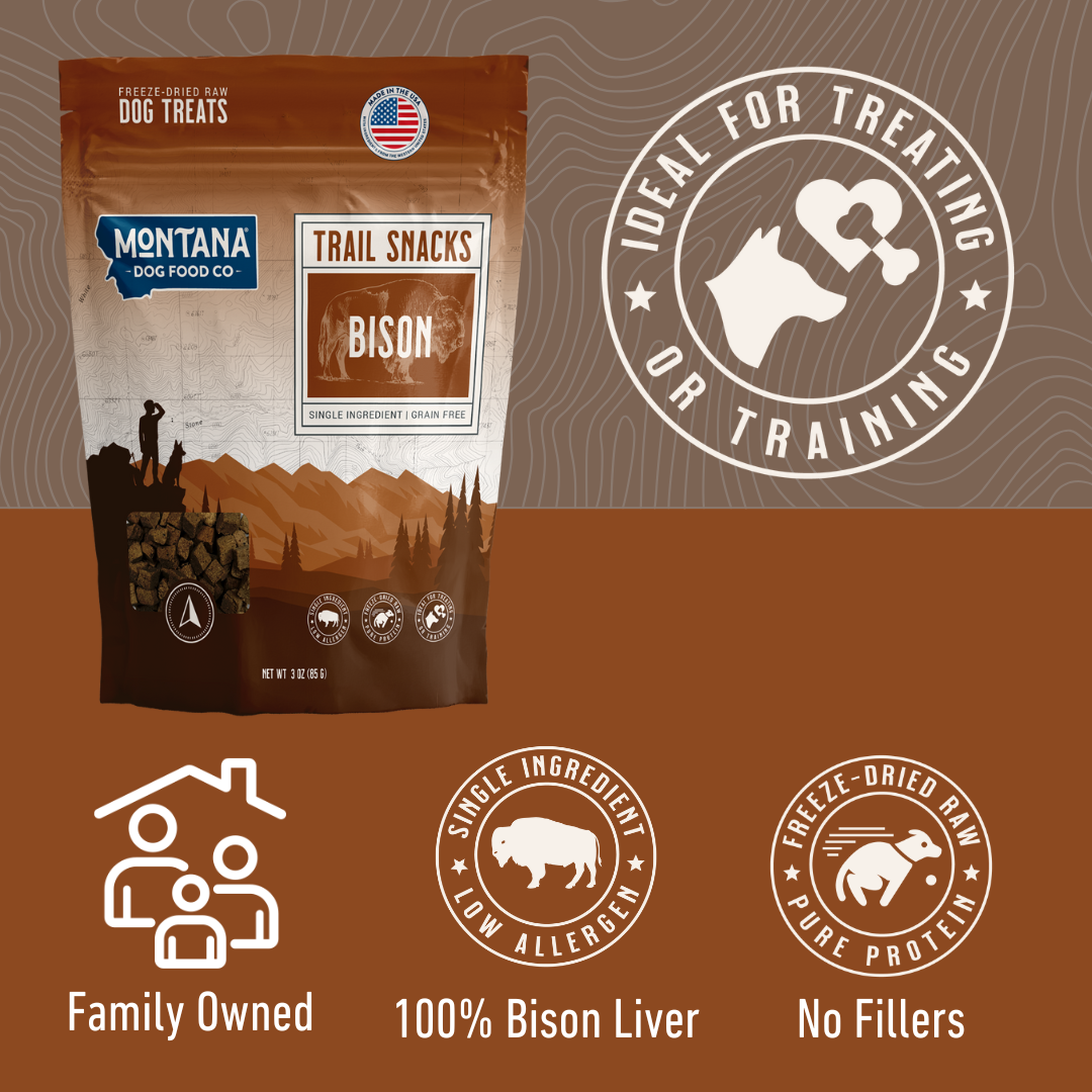 Montana Dog - Bison Liver Freeze-Dried Raw Trail Snacks (Treats) for Dogs 3oz