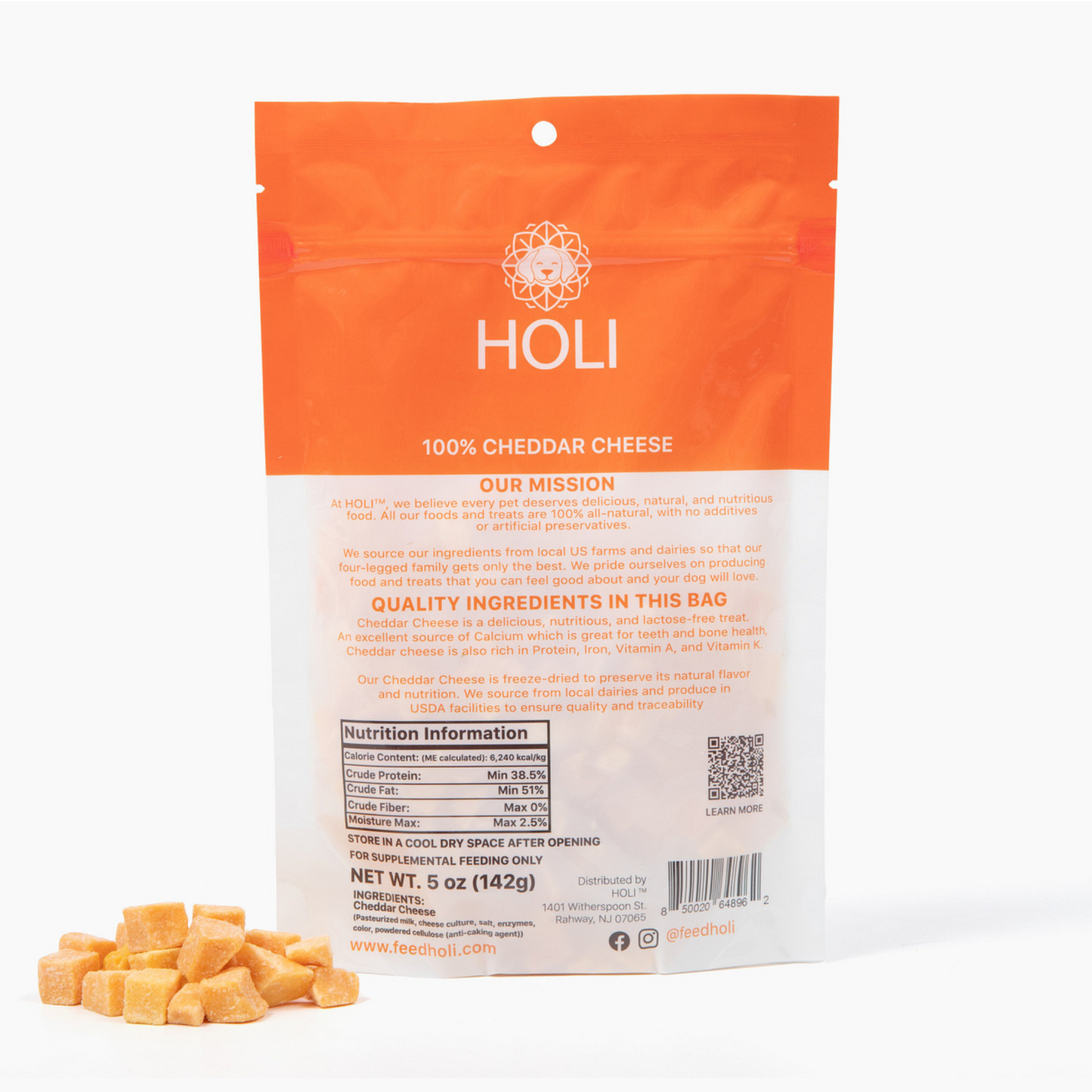HOLI - Cheddar Cheese Dog and Cat Treats - Freeze Dried - Single Ingredient