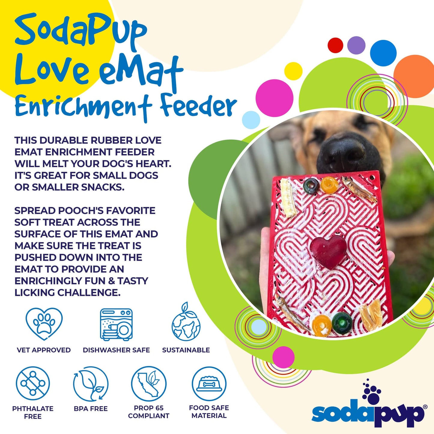 SodaPup Love eMat - Enrichment Lick Mat for Dogs and Cats| Heart Design | SodaPup