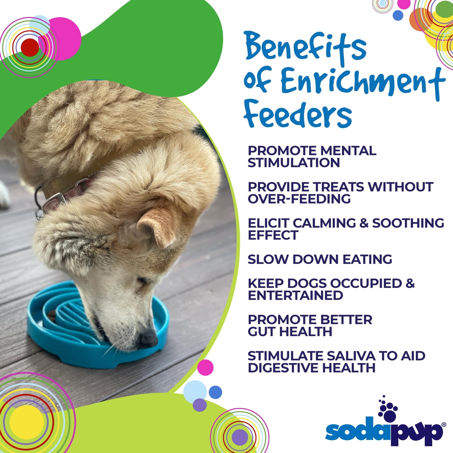 SodaPup Baja Design eTray - Shallow Slow Feeder Dog Bowl for Enrichment | USA Made