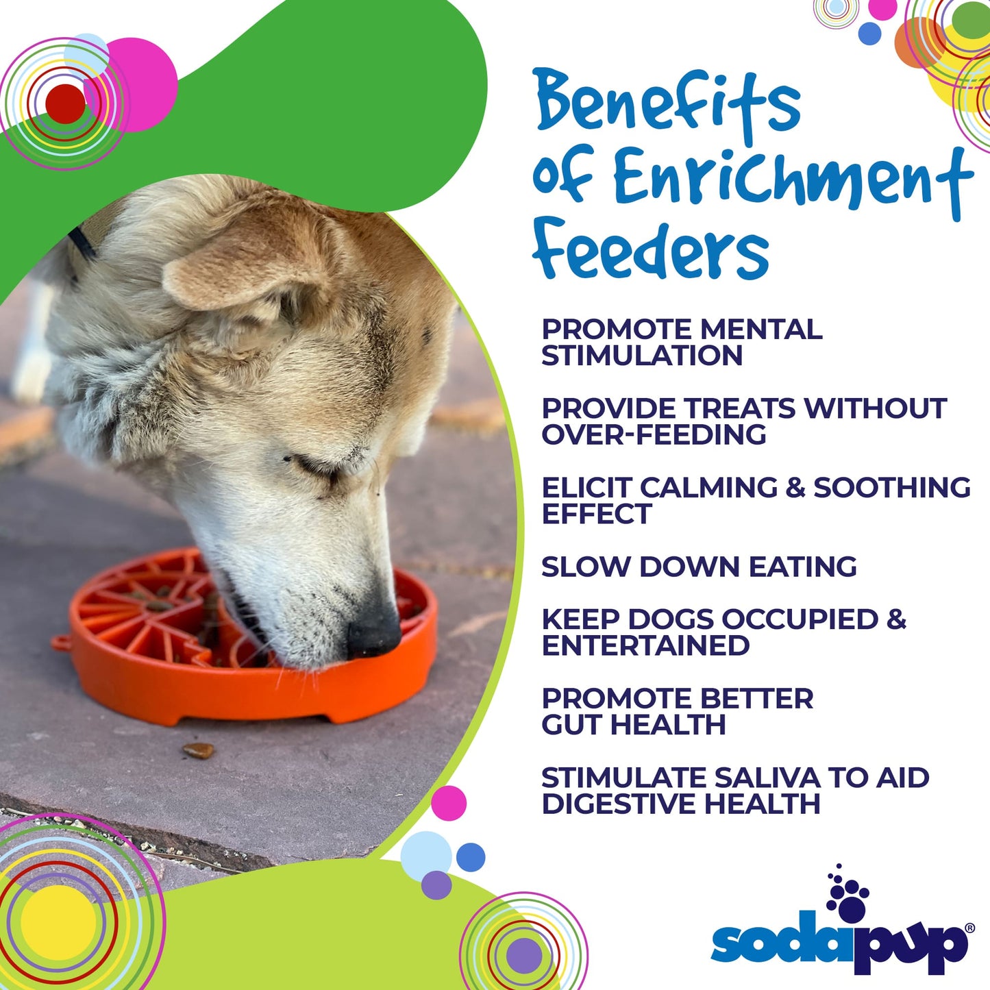 SodaPup Sun and Moon eTray - Shallow Slow Feeder Dog Bowl for Enrichment | USA Made