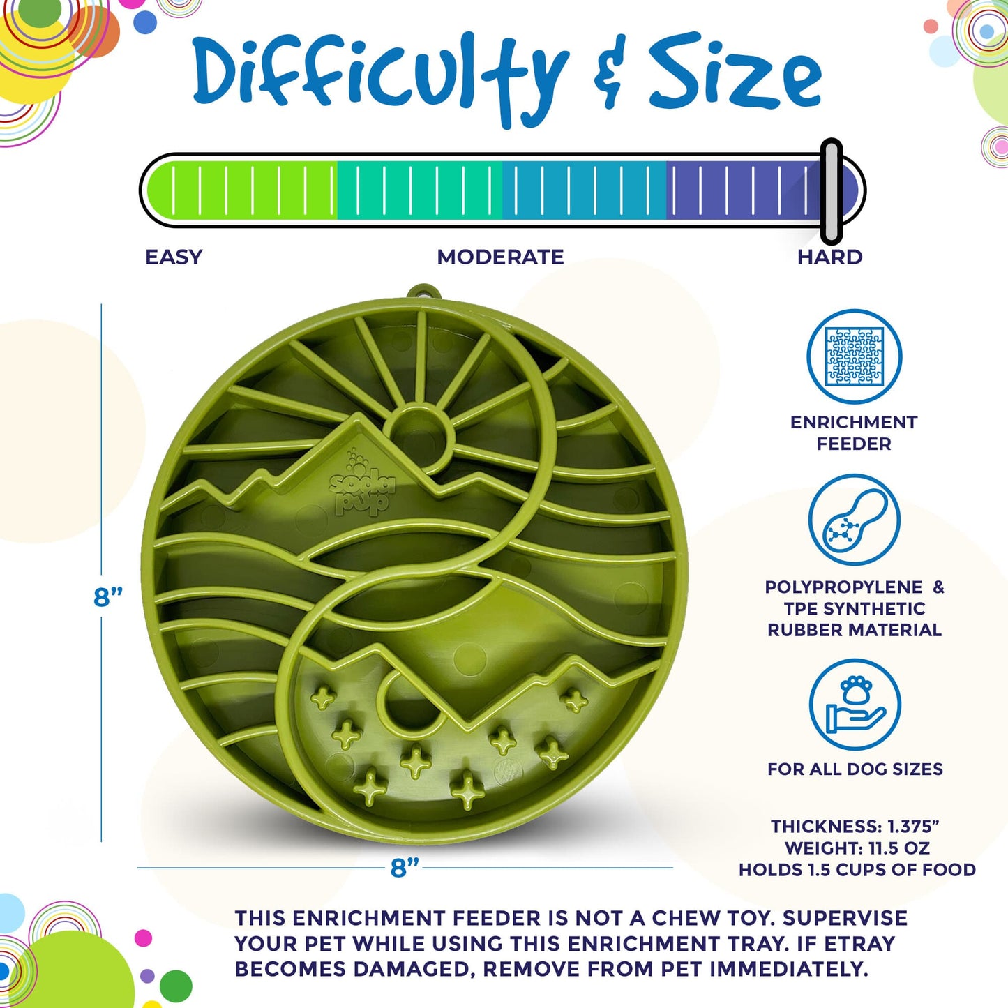SodaPup Sun and Moon eTray - Shallow Slow Feeder Dog Bowl for Enrichment | USA Made