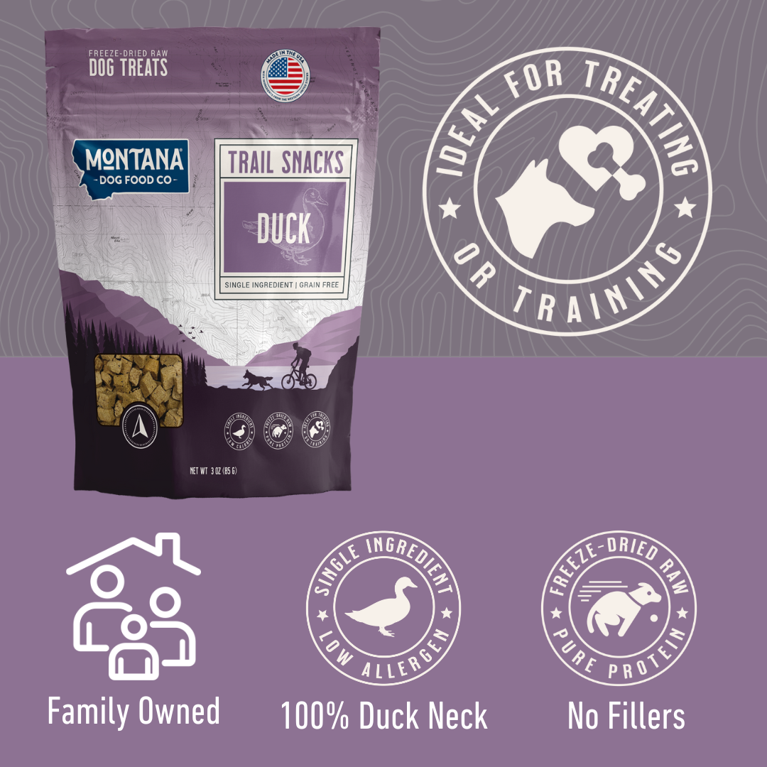 Montana Dog - Duck Freeze-dried Raw Trail Snacks (Treats) for Dogs 3oz