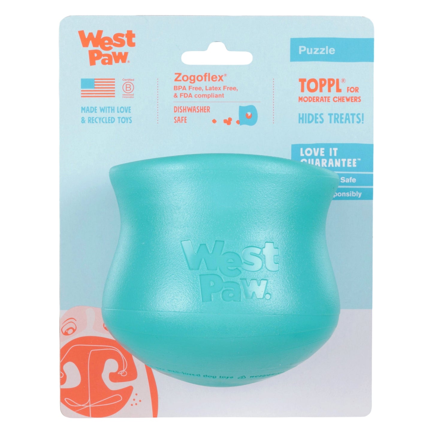 West Paw Toppl Teal