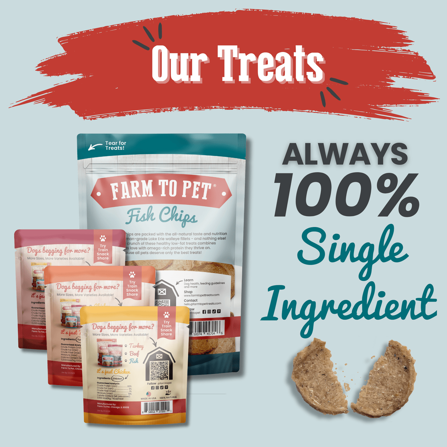 Farm to Pet - Puppy Packs 'n Snacks Dog Treat Starter Pack | Single-Ingredient Training Treats