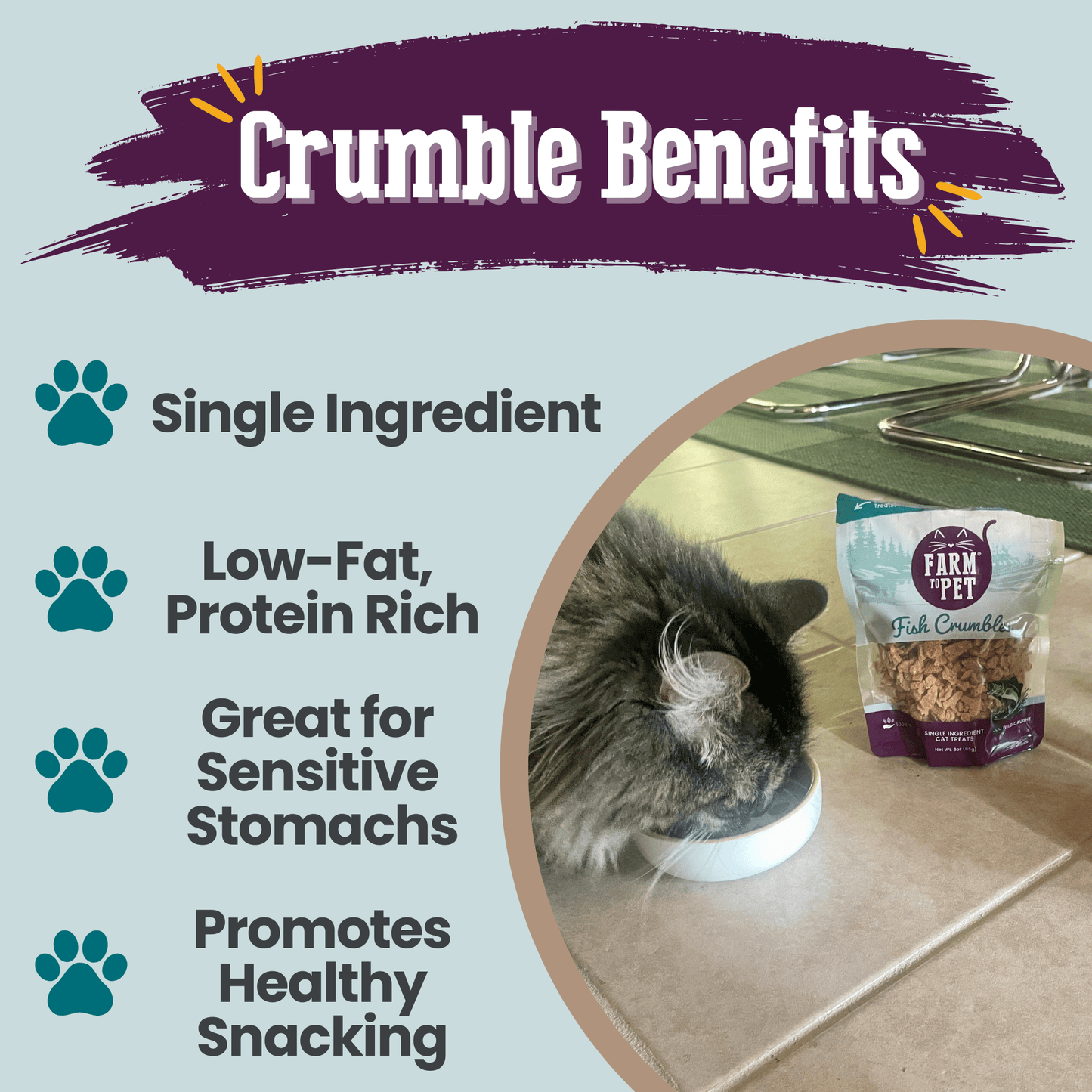 Farm to Pet - Fish Crumbles for Cats | All-Natural Fish Cat Treats