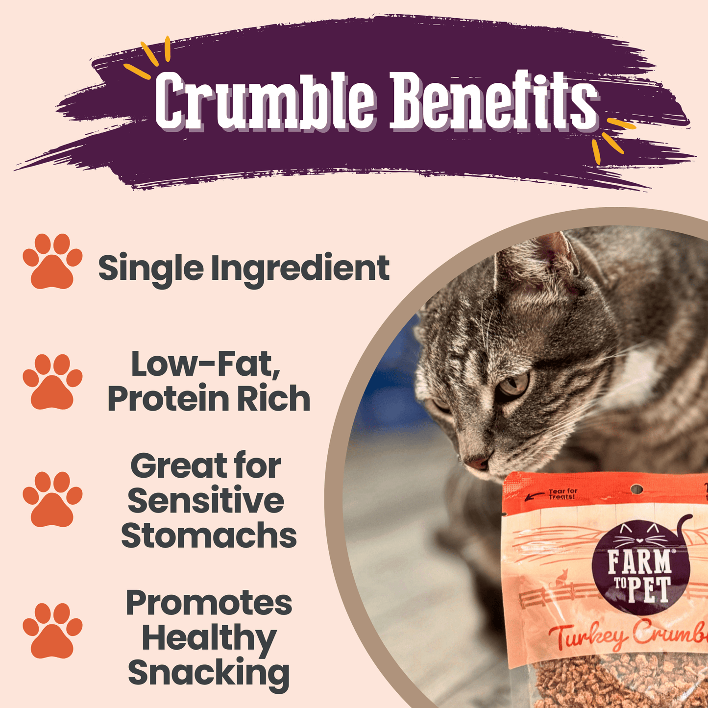 Farm to Pet - Turkey Crumbles for Cats | Grain-Free Cat Treats