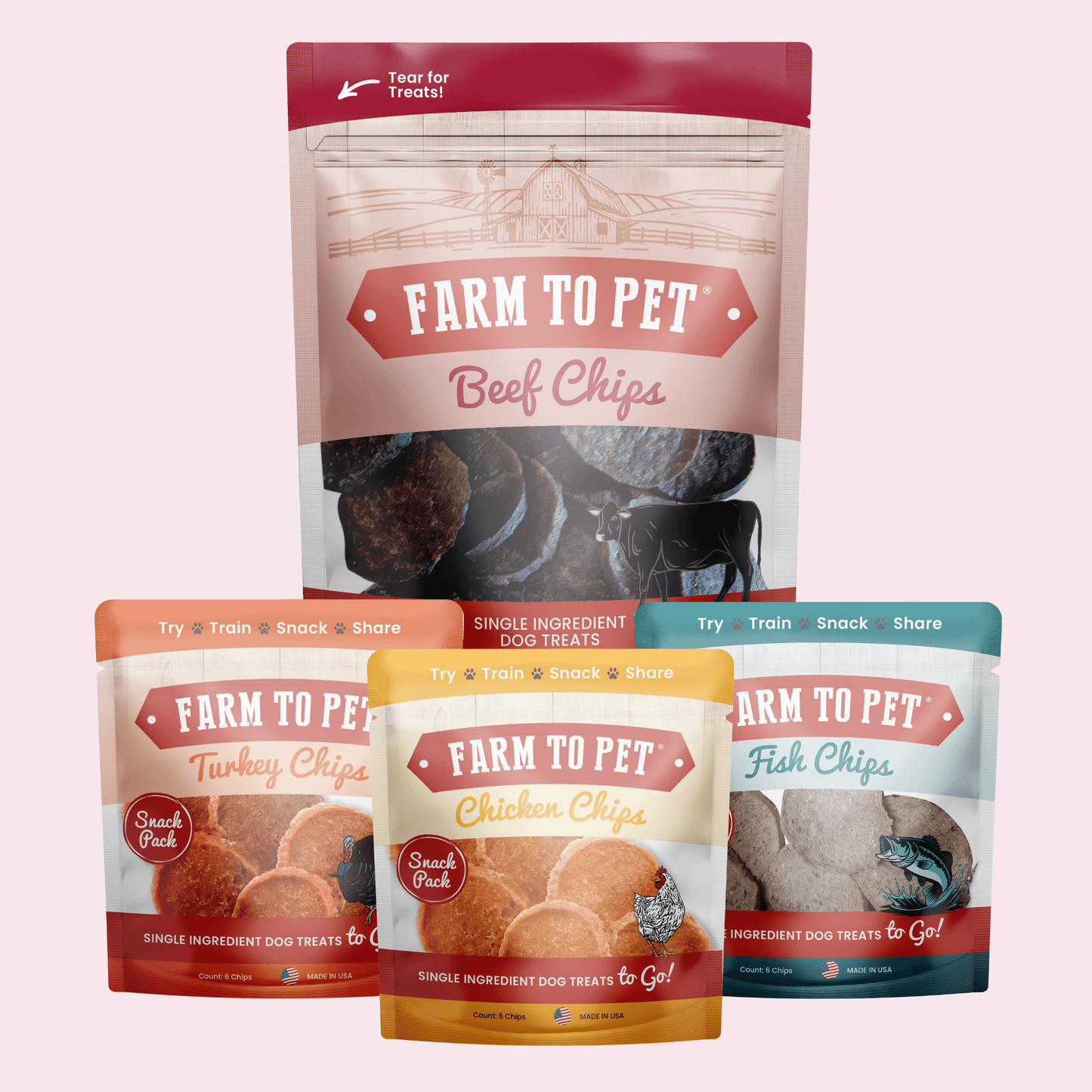 Farm to Pet - Puppy Packs 'n Snacks Dog Treat Starter Pack | Single-Ingredient Training Treats