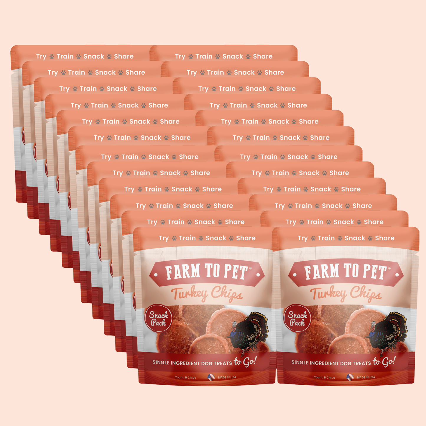 Farm to Pet - Turkey Chips Snack Pack Bundles | Low Allergen Treats for Training