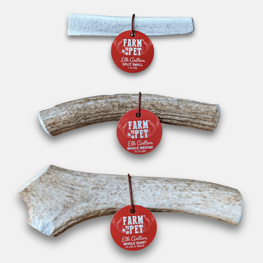 Farm to Pet - Elk Antler Dog Chews | All-Natural Whole and Split Elk Antler Chews for Dogs