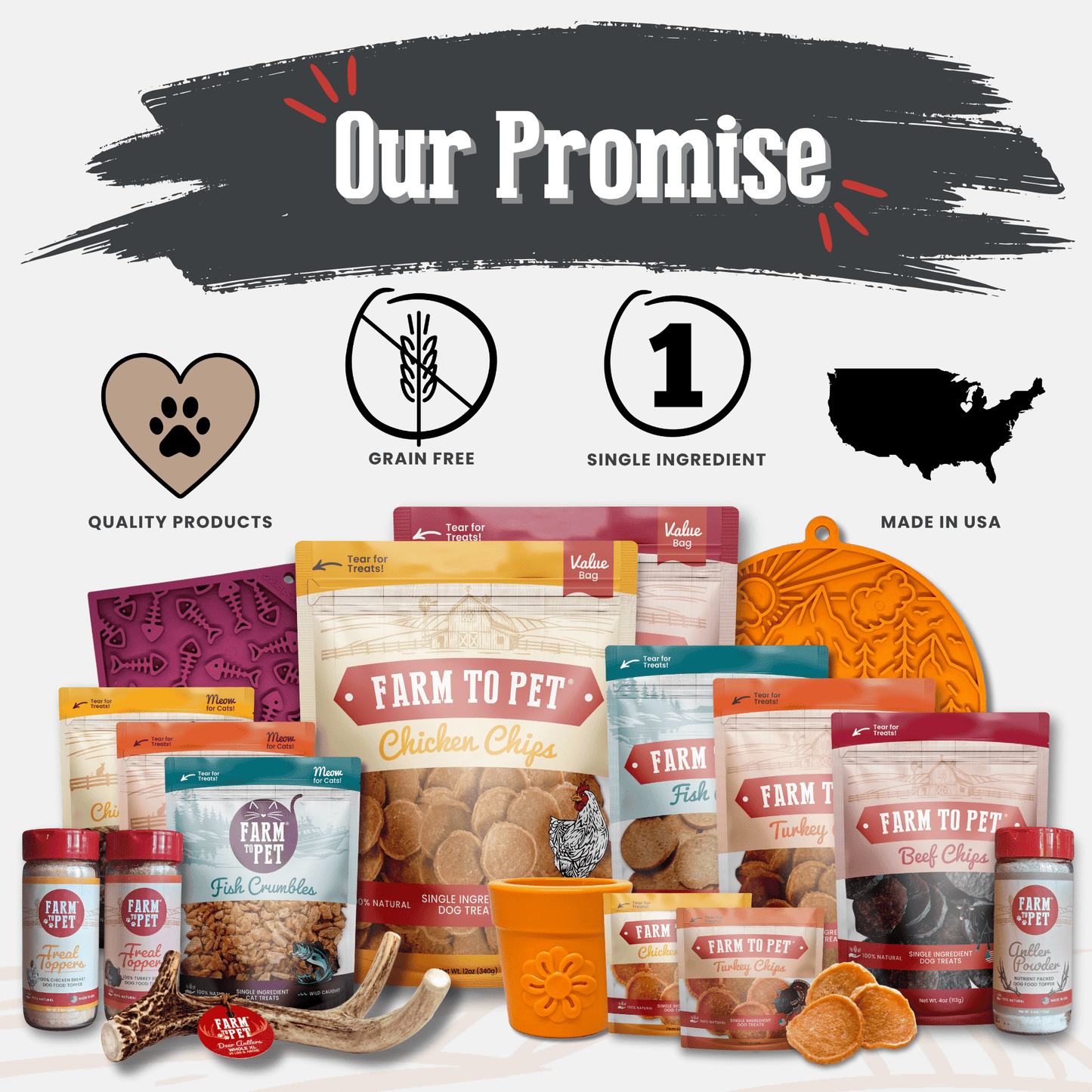 Farm to Pet - Elk Antler Dog Chews | All-Natural Whole and Split Elk Antler Chews for Dogs