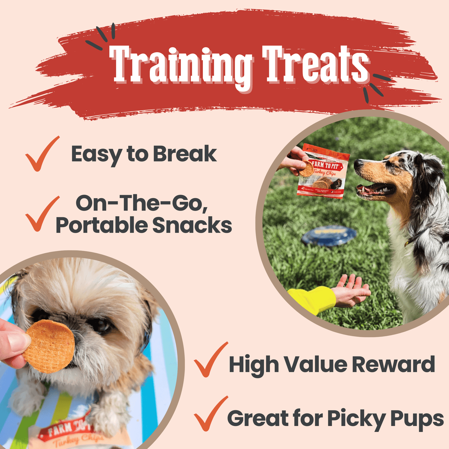 Farm to Pet - Turkey Chips Snack Pack Bundles | Low Allergen Treats for Training