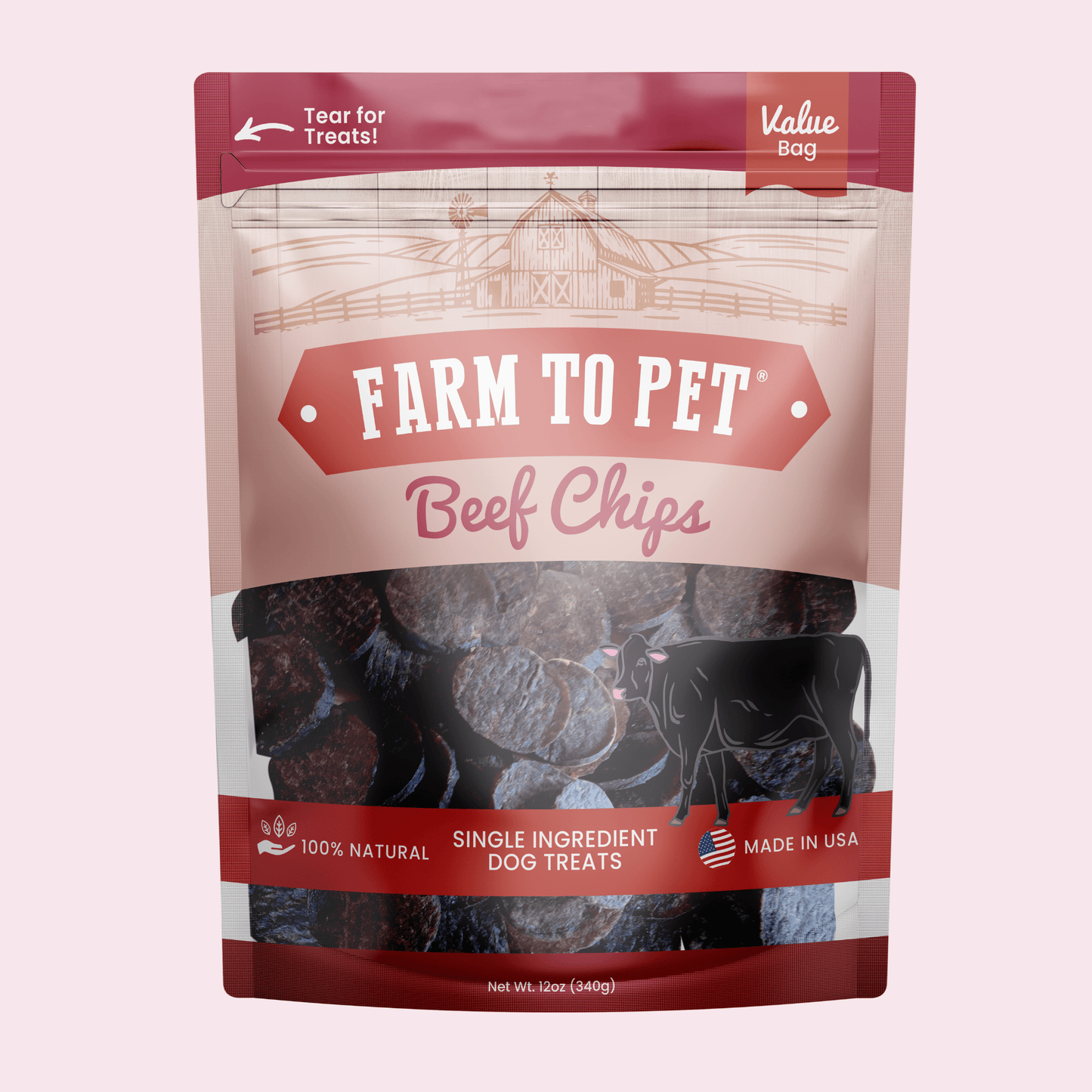 Farm To Pet - Beef Chips Dog Treats | Single-Ingredient Healthy Treats for Dogs