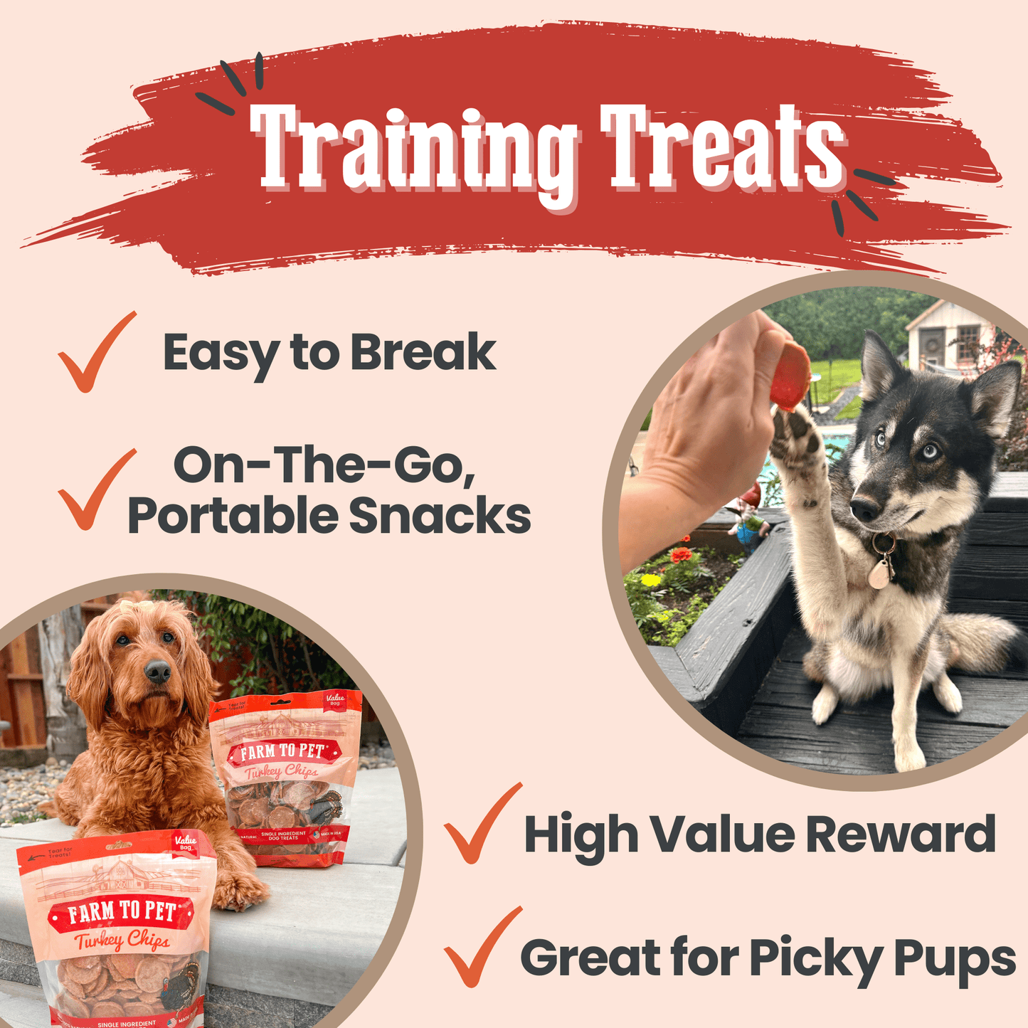 Farm to Pet - Turkey Chips for Dogs | All-Natural Single-Ingredient Healthy Dog Treats