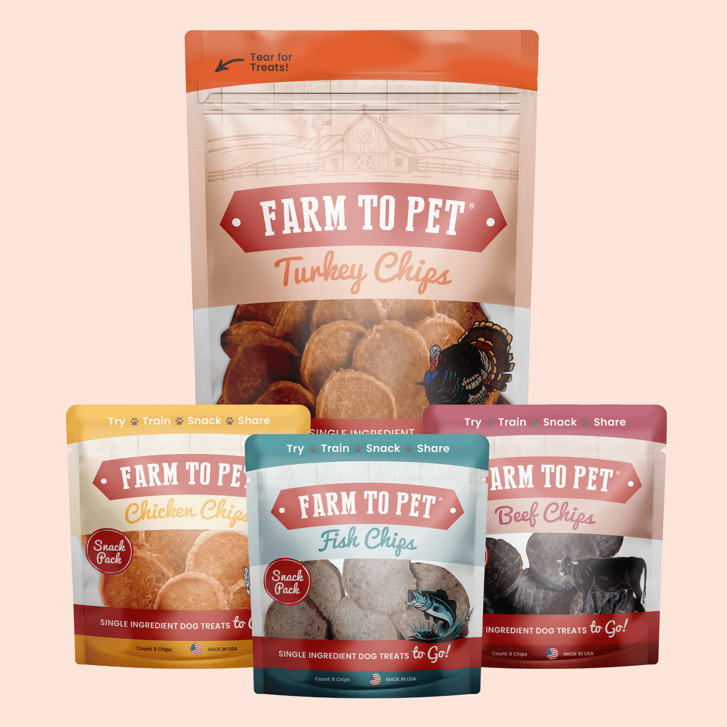 Farm to Pet - Puppy Packs 'n Snacks Dog Treat Starter Pack | Single-Ingredient Training Treats