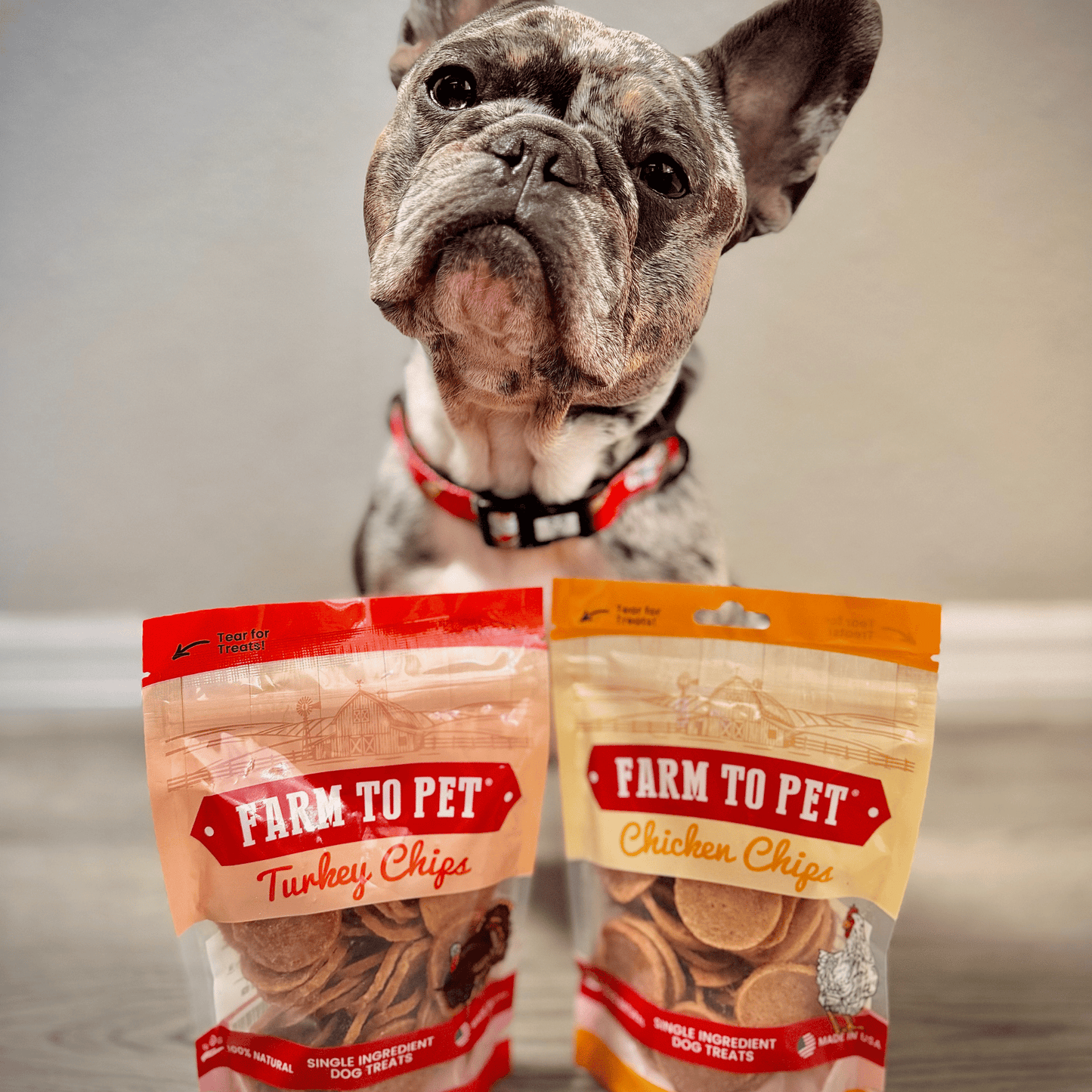 Farm to Pet - Turkey & Chicken Chip Dog Treat Duo | Single-Ingredient Poultry Treats for Dogs