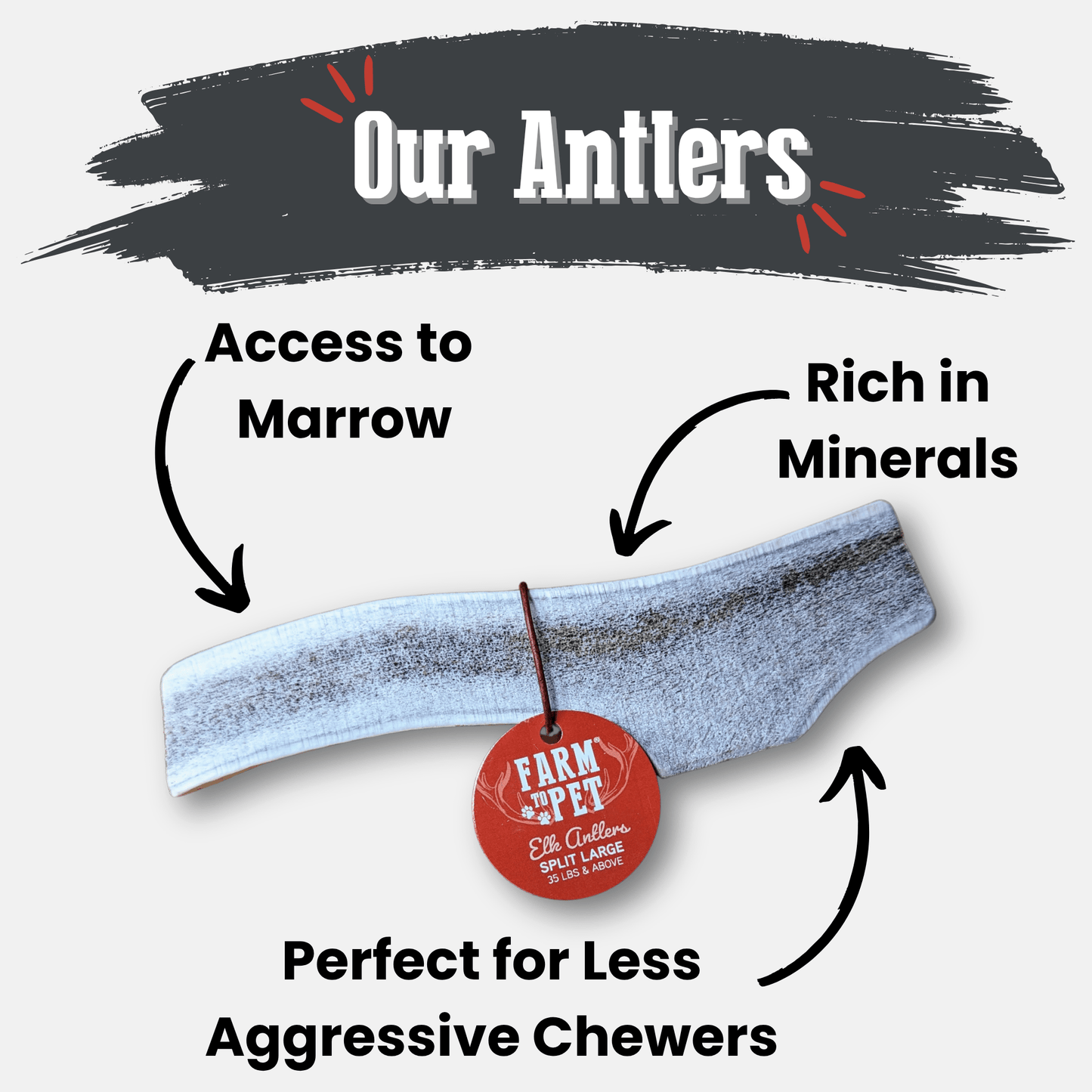 Farm to Pet - Elk Antler Dog Chews | All-Natural Whole and Split Elk Antler Chews for Dogs