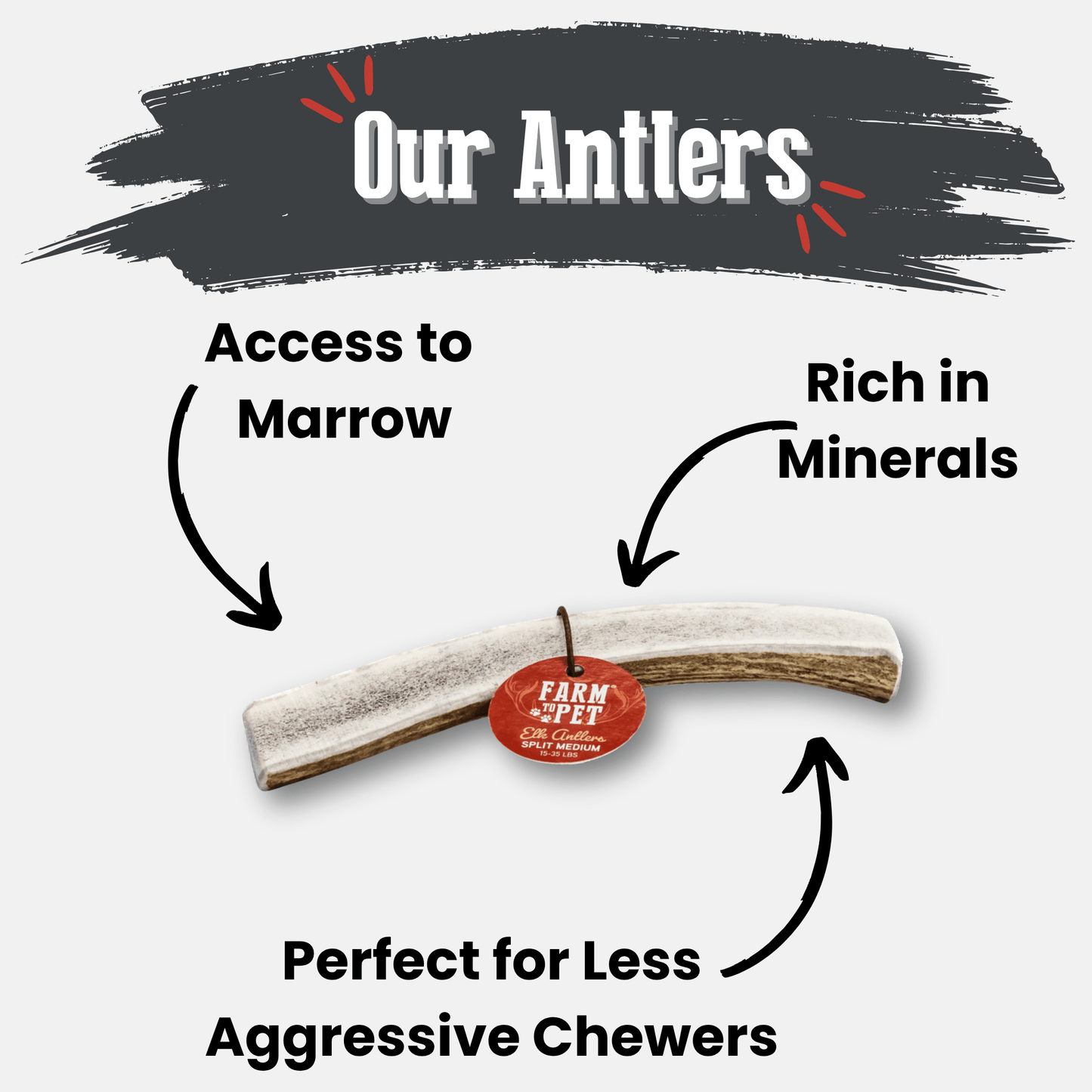 Farm to Pet - Elk Antler Dog Chews | All-Natural Whole and Split Elk Antler Chews for Dogs