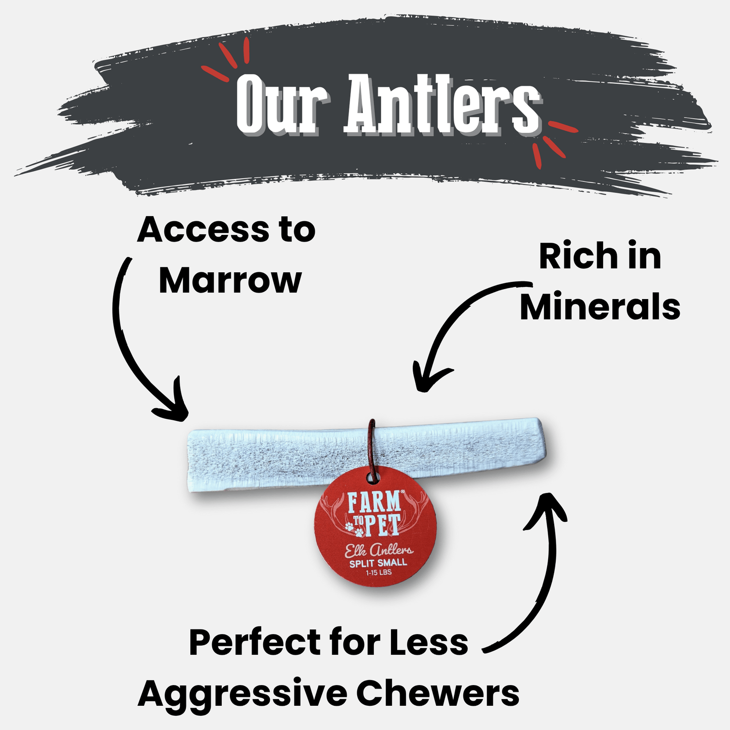 Farm to Pet - Elk Antler Dog Chews | All-Natural Whole and Split Elk Antler Chews for Dogs