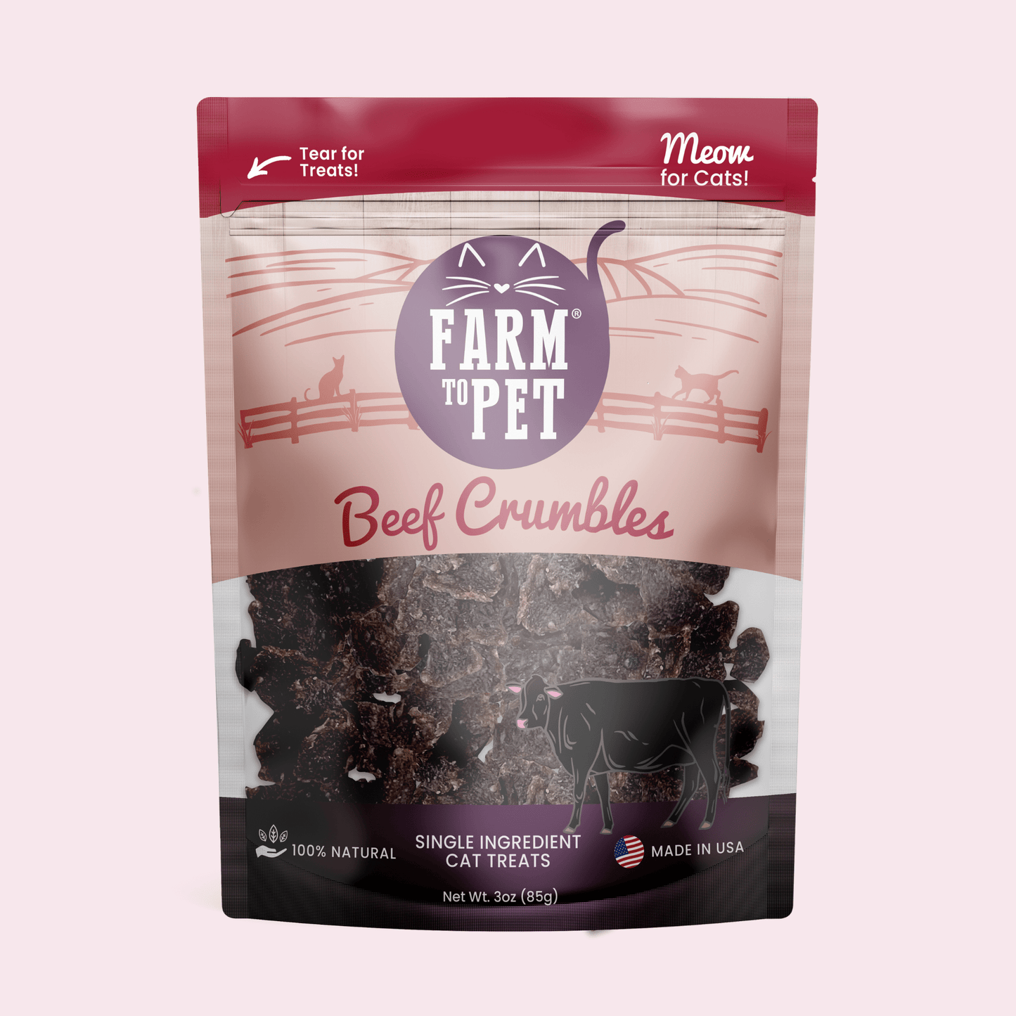 Farm to Pet - Beef Crumbles Cat Treats | High Protein Treats for Cats