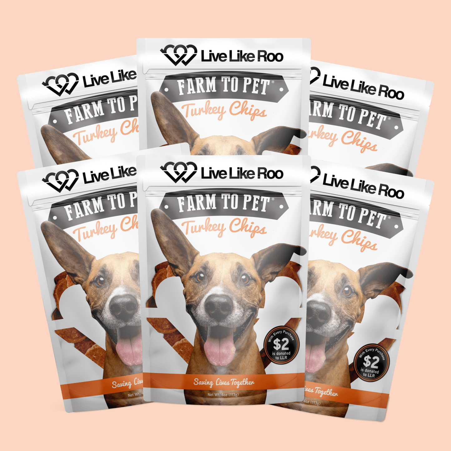 Farm to Pet - Live Like Roo Turkey Chips for Dogs | Dog Treats That Give Back