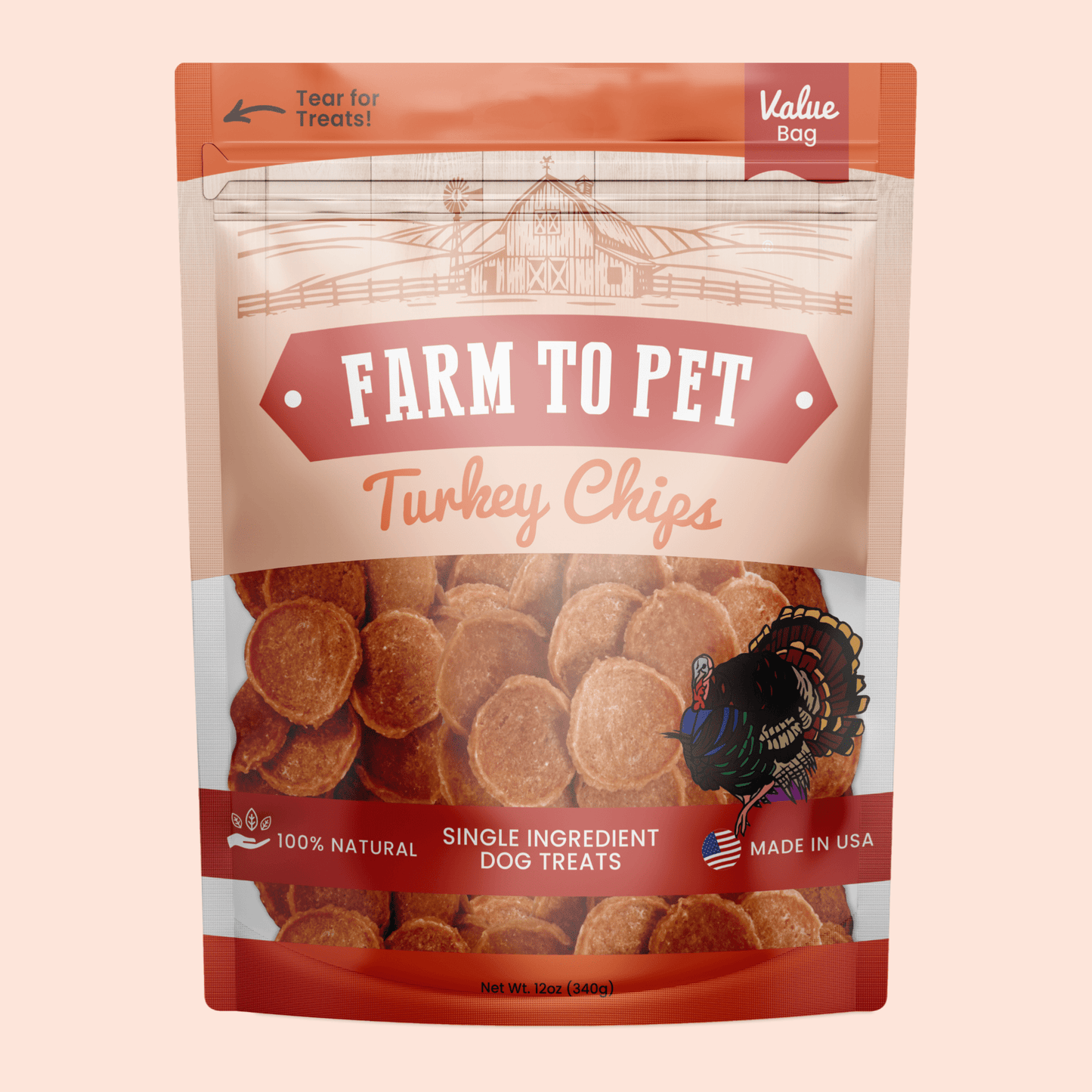 Farm to Pet - Turkey Chips for Dogs | All-Natural Single-Ingredient Healthy Dog Treats