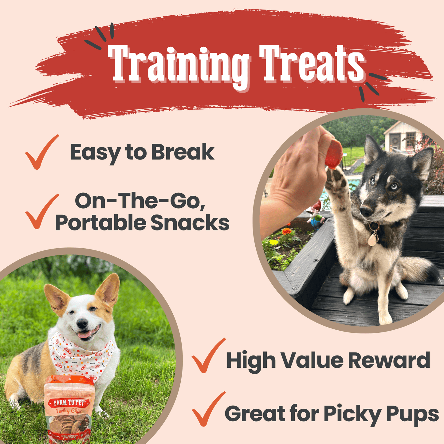Farm to Pet - Turkey Chips for Dogs | All-Natural Single-Ingredient Healthy Dog Treats