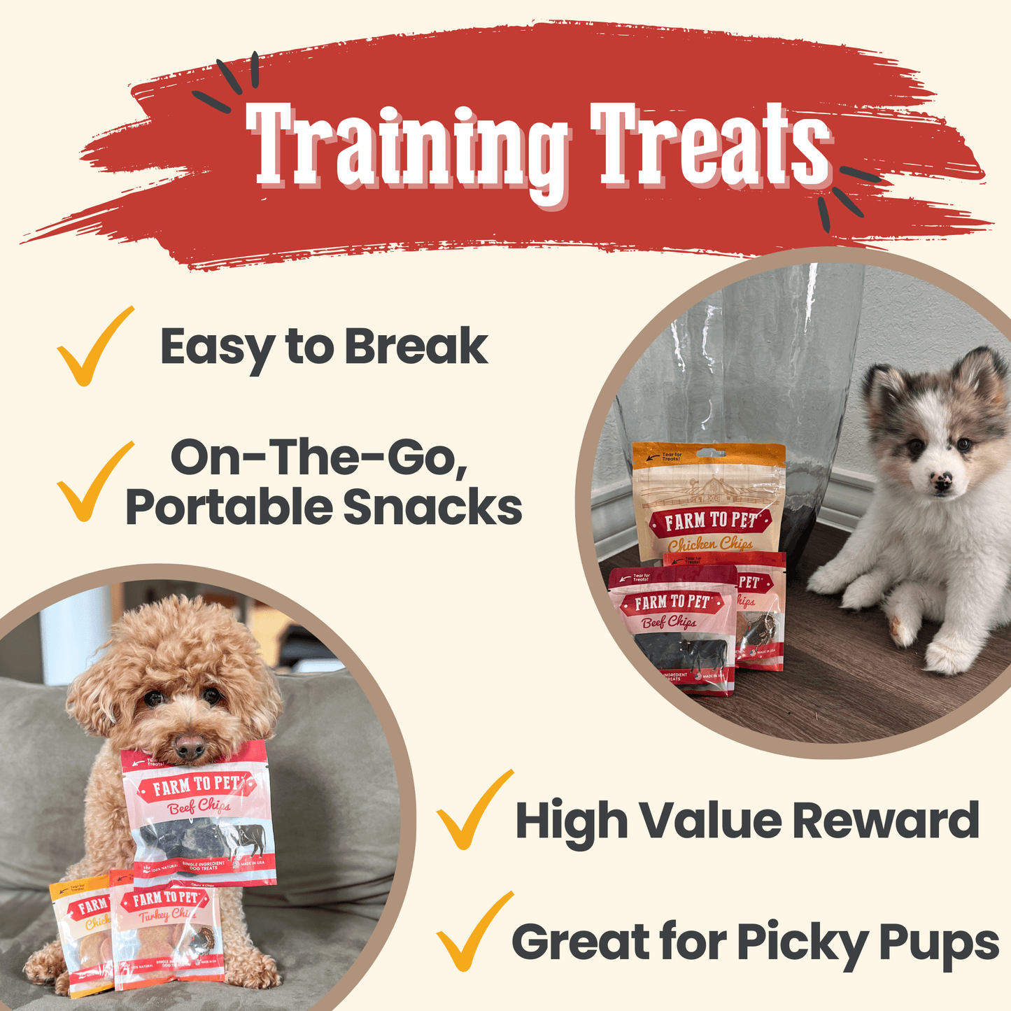Farm to Pet - Puppy Packs 'n Snacks Dog Treat Starter Pack | Single-Ingredient Training Treats