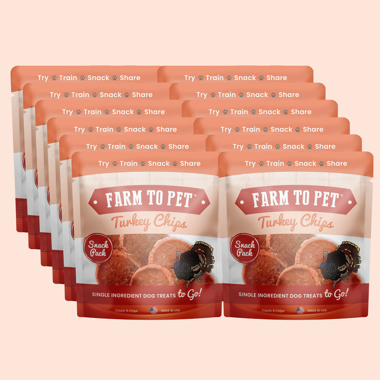 Farm to Pet - Turkey Chips Snack Pack Bundles | Low Allergen Treats for Training