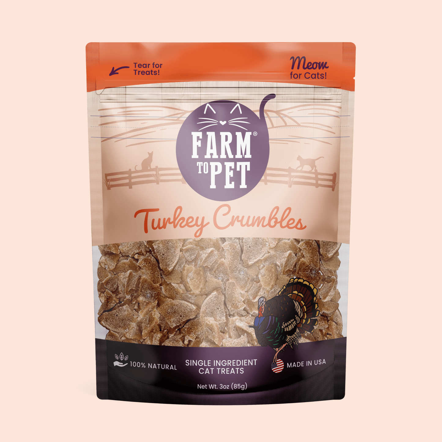 Farm to Pet - Turkey Crumbles for Cats | Grain-Free Cat Treats