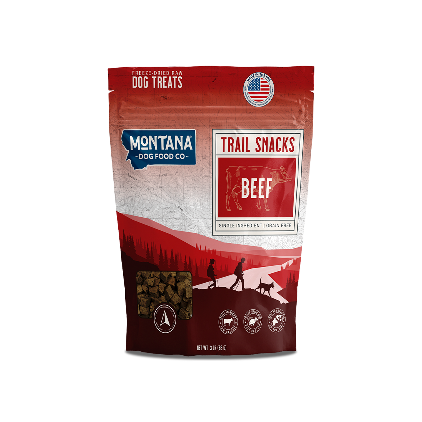 Montana Dog - Beef Heart Freeze-Dried Raw Trail Snacks (Treats) for Dogs 3oz