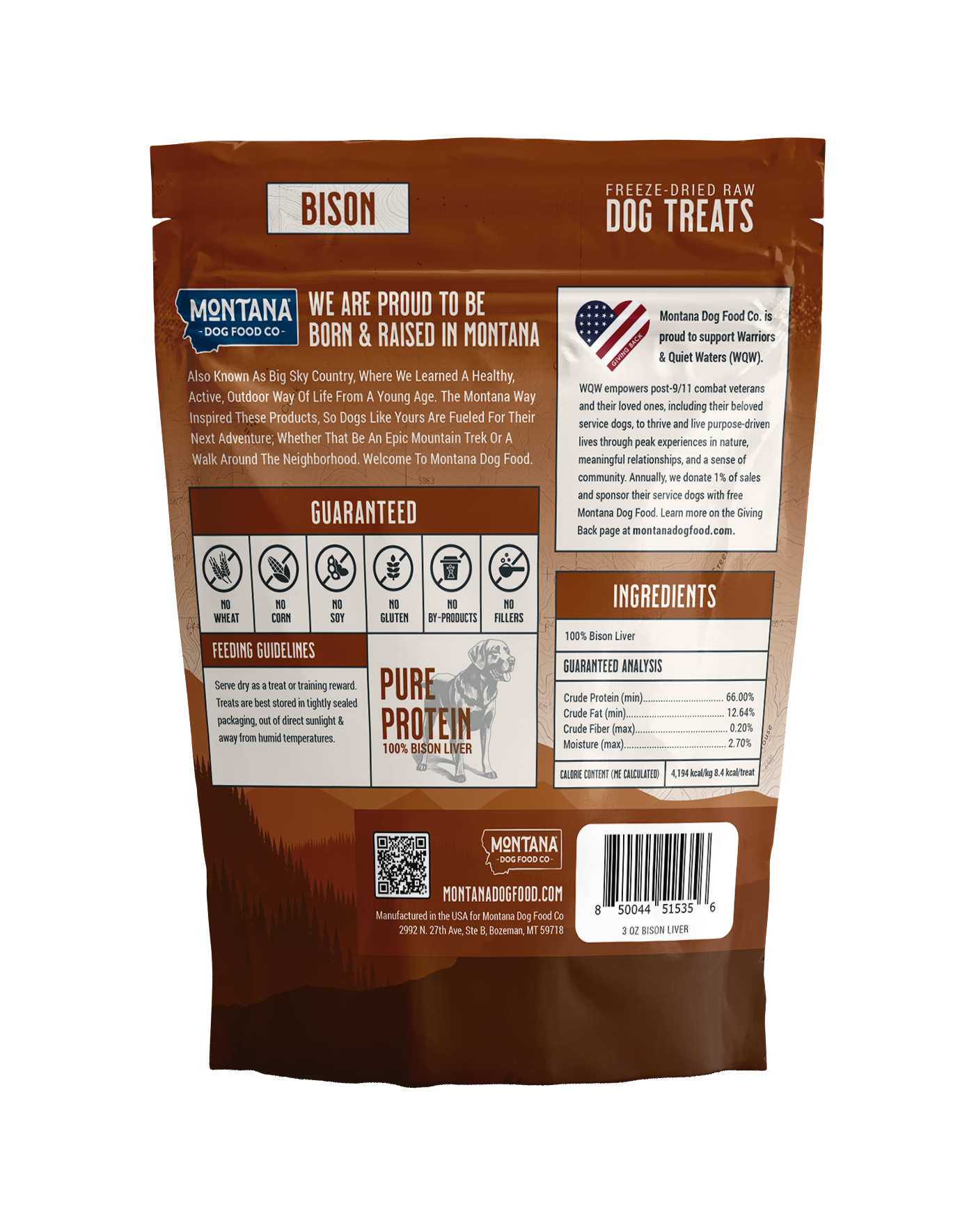 Montana Dog - Bison Liver Freeze-Dried Raw Trail Snacks (Treats) for Dogs 3oz
