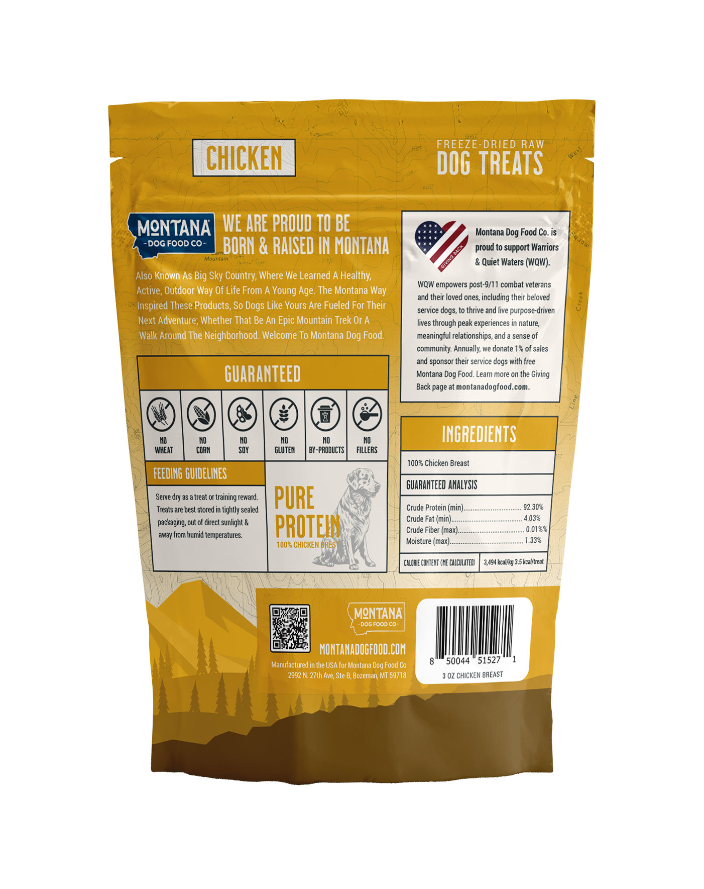 Montana Dog - Chicken Breast Freeze-Dried Raw Trail Snacks (Treats) for Dogs 3oz