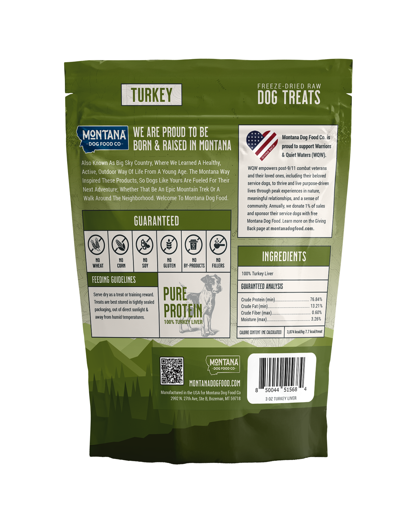 Montana Dog - Turkey Heart Freeze-dried Raw Trail Snacks (Treats) for Dogs 3oz