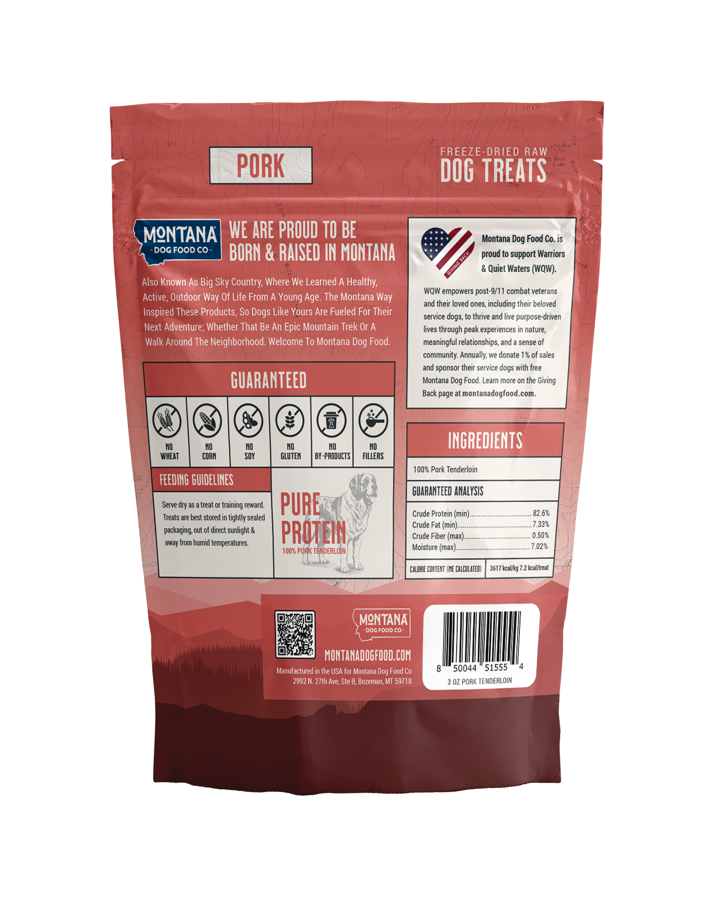 Montana Dog - Pork Tenderloin Freeze-dried Raw Trail Snacks (Treats) for Dogs 3oz