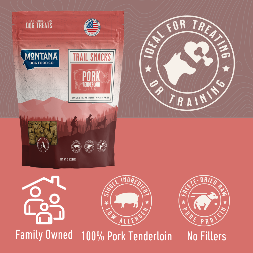 Montana Dog - Pork Tenderloin Freeze-dried Raw Trail Snacks (Treats) for Dogs 3oz