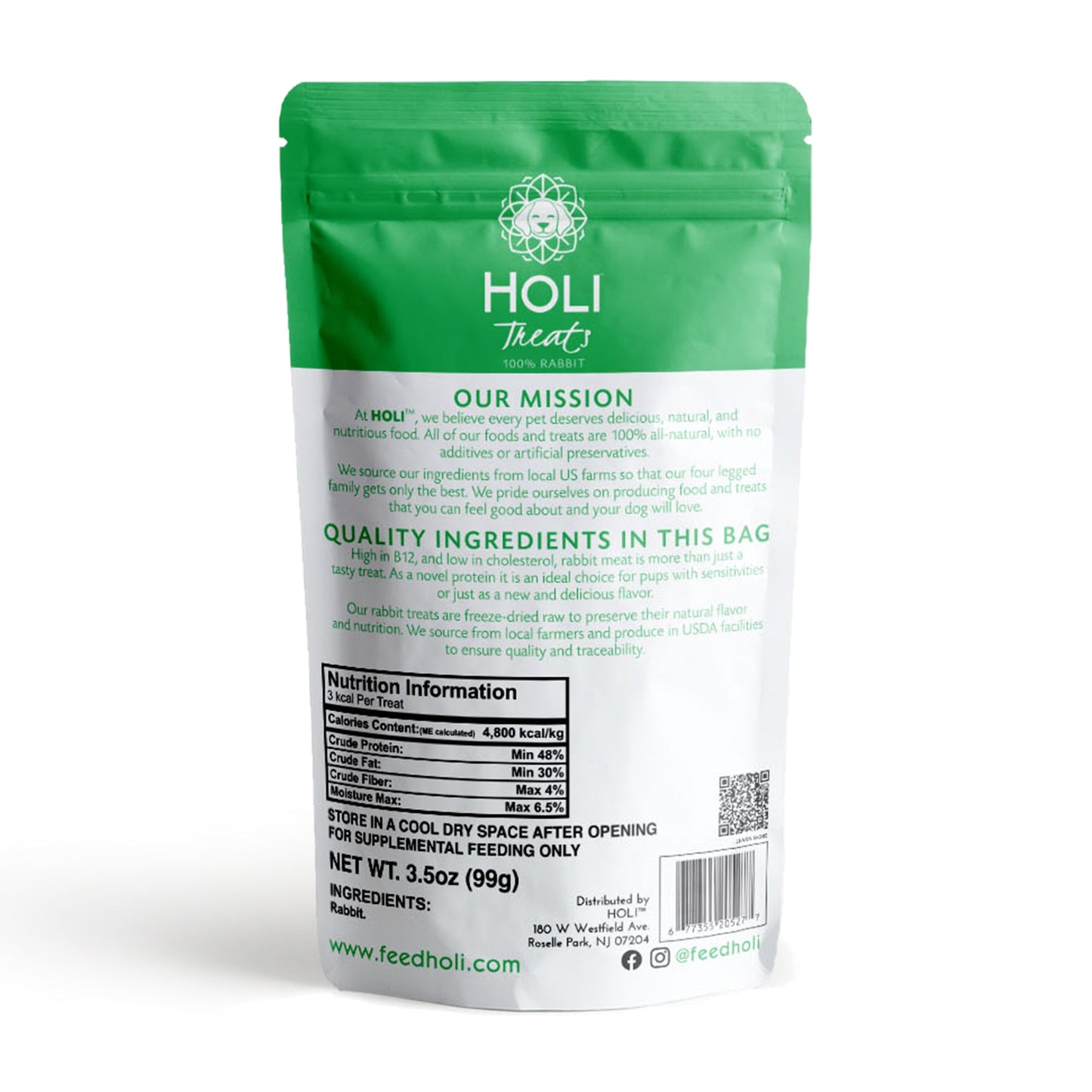 HOLI - Rabbit Dog and Cat Treats - Freeze-Dried - Single Ingredient