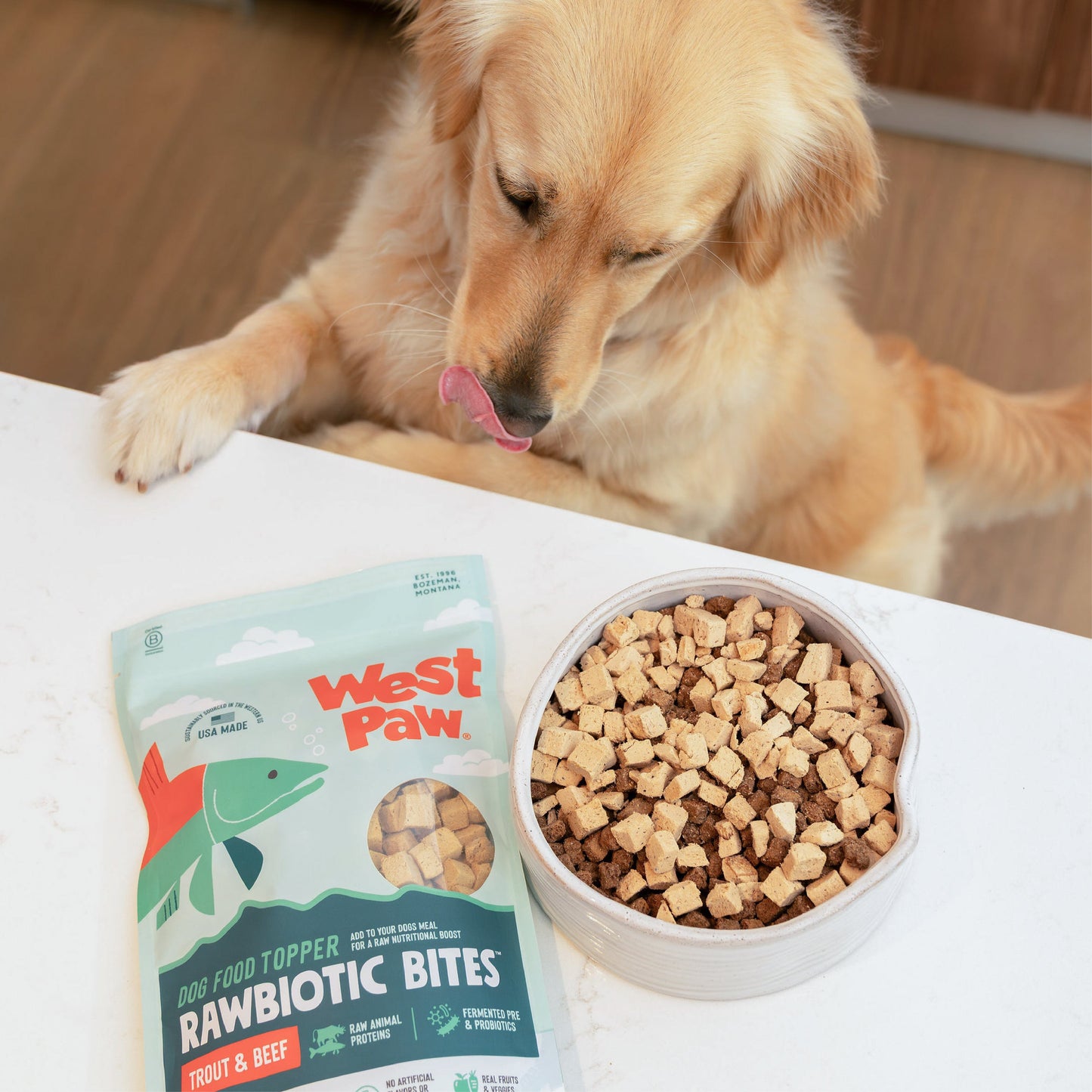 West Paw Rawbiotic Bites Trout & Beef Dog Food Topper