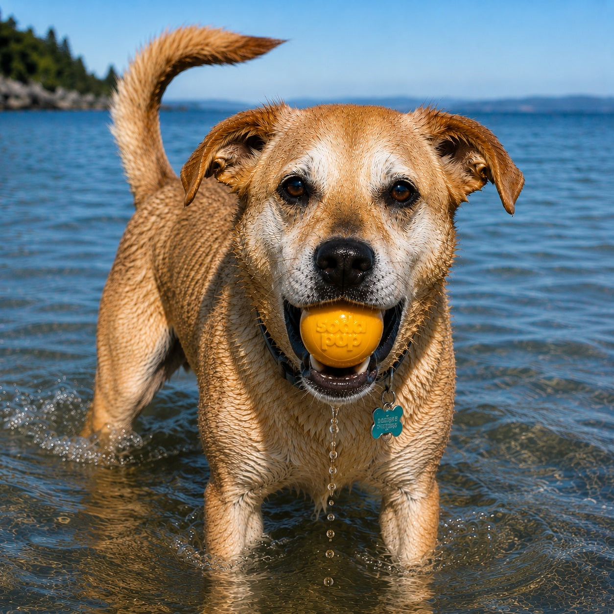 SodaPup Squeak Ball - Durable Squeaky Dog Toy, Floats, Chew Toy | USA Made