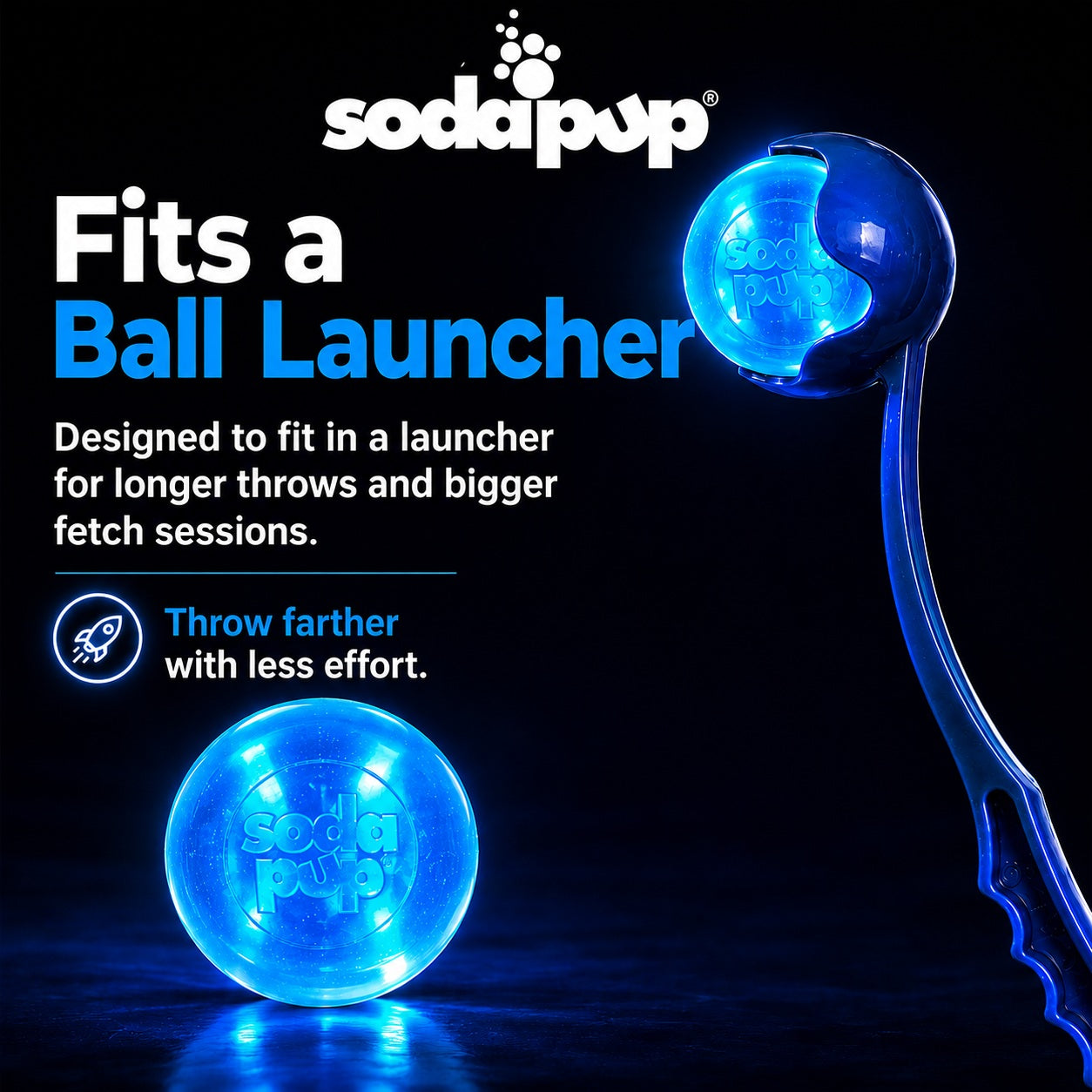 SodaPup Strobe Ball Light-Up Dog Toy - Durable Floating Chew Ball | Made in USA