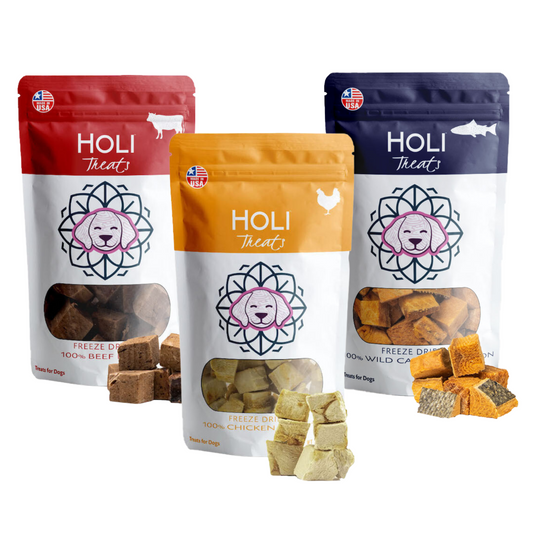 HOLI - Beef Liver, Wild-Caught Salmon, Chicken Breast - Treat Variety Pack -