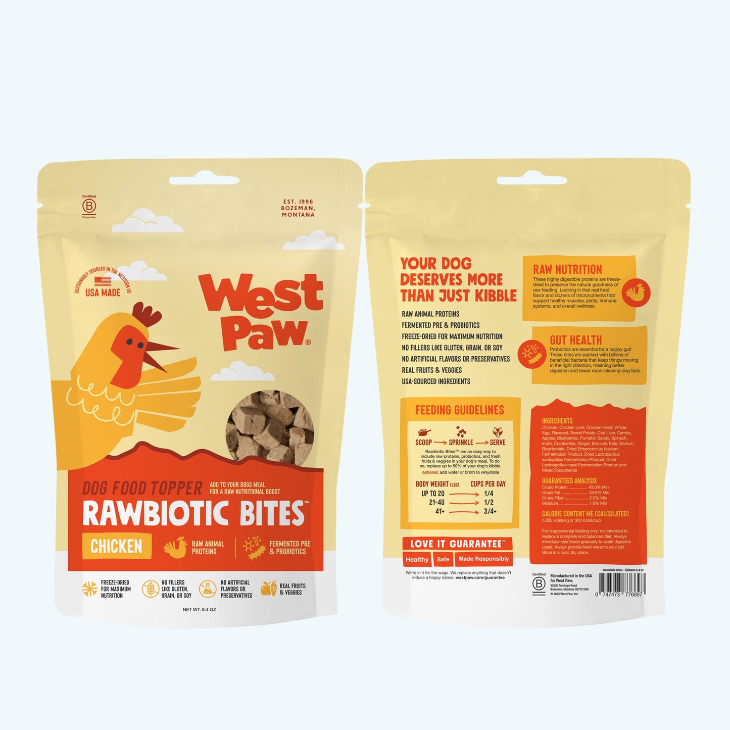 West Paw Rawbiotic Bites Chicken Dog Food Topper