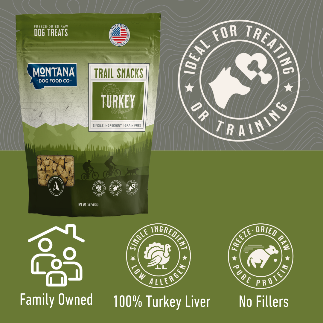 Montana Dog - Turkey Heart Freeze-dried Raw Trail Snacks (Treats) for Dogs 3oz