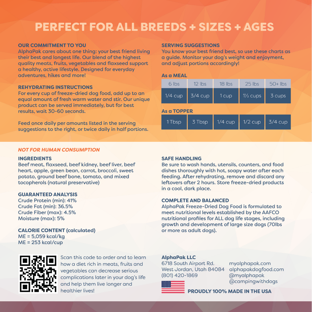AlphaPak Freeze-Dried Raw Beef — Formulated for Dog Longevity